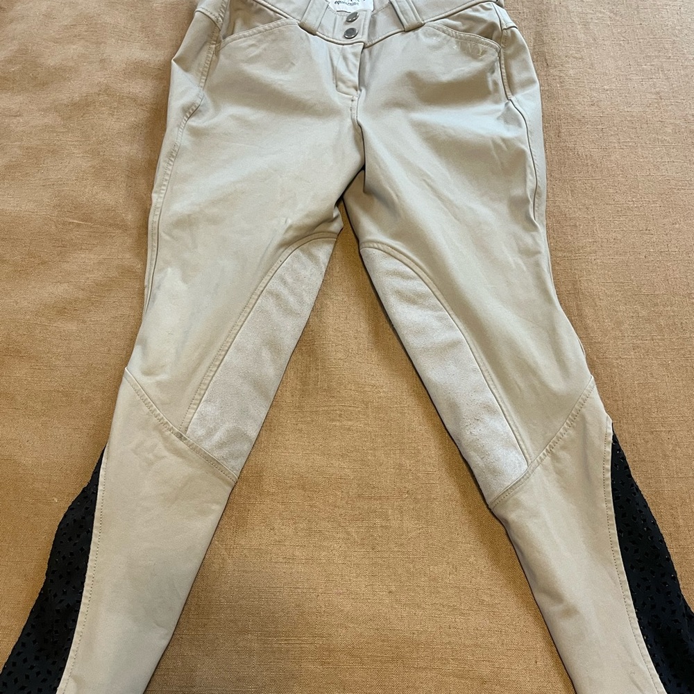 5. Ellany beige breeches knee patch breeches. 26, but fits like 24.